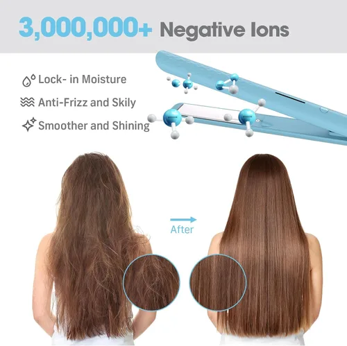 Miniatura 3 de Quico Plancha para el cabello, alisadora de cabello de viaje global de 110-240 V para mujeres, calentamiento rápido en 15 segundos, plancha plana