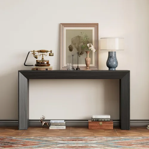 Miniatura 3 de Mesa consola moderna de 59 pulgadas, color negro, mesa de entrada elegante y versátil para sofá detrás del sofá para sala de estar, pasillo