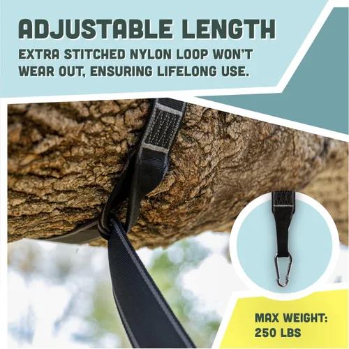 Miniatura 4 de Squirrel Products Dos correas de nailon para colgar columpios para árboles, 10 pies cada una
