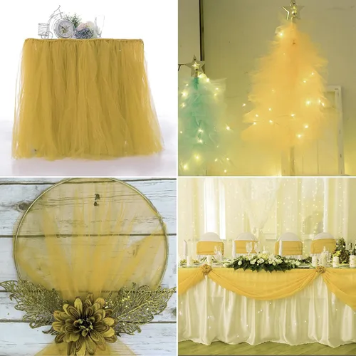 Miniatura 7 de Rollos de tela de tul dorado antiguo de 54 pulgadas por 10 yardas, rollo de tela de tul para bodas, decoraciones de Navidad, envoltura de regalos