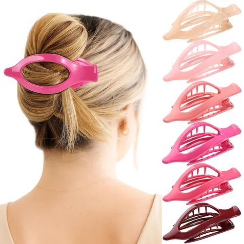 Miniatura 14 de 6 Paquetes de Pinzas Planas en Forma de Garra para Mujeres, Pinza de Cabello Plana Concord Francesa, Pinzas de Cabello Curvas Mate en Forma de Garra