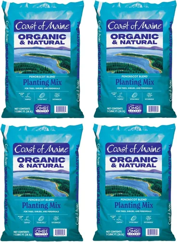 Coast of Maine Penobscot Blend, 1 pies cúbicos (paquete de 4) mezcla de plantación orgánica y natural para árboles, arbustos y plantas perennes
