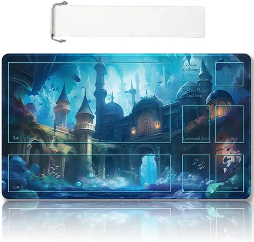 Miniatura 17 de Tapete de Juego MTG Premium Cosido con Zonas y Respaldo de Goma Antideslizante - Tapete de Juego TCG para MTG y Otros Juegos de Cartas - Diseño Dkt