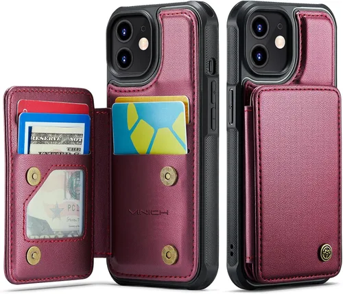 Miniatura 95 de Vinich Funda tipo cartera para iPhone 11 con tarjetero, bloqueo RFID, ranuras de crédito, función atril, a prueba de golpes, para iPhone 11 de 6.1