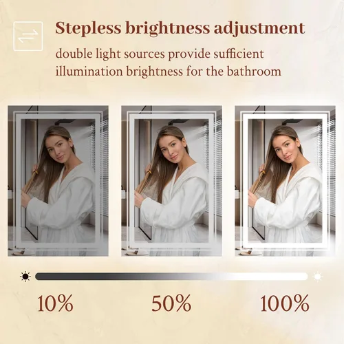 Miniatura 6 de Espejo LED de 40 x 30 pulgadas para baño con luz frontal y retroiluminada, espejos digitales para pared, antiniebla, regulable continuo, espejo