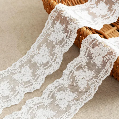 Miniatura 12 de Cinta de encaje, cinta de volantes, cinta de encaje negro de 6 yardas, adornos de cordones negros de 1.8 pulgadas de ancho, cintas delicadas