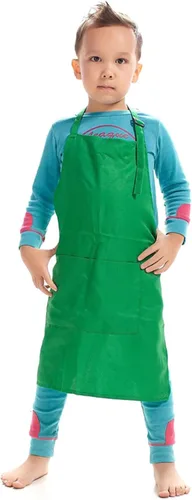 Miniatura 8 de Niños Art Smock Niños Pintura Babero Delantal Kit Artesanía 2 Bolsillos Espaciosos Rojo