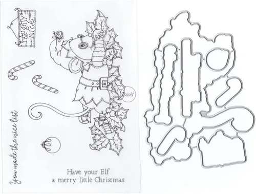 Miniatura 13 de DzIxY Juego de sellos transparentes de animales de árbol de Navidad y troqueles de corte de metal para hacer tarjetas, álbumes de recortes