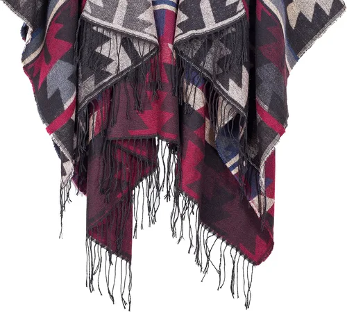 Miniatura 23 de Chales cálidos para mujer, cárdigan con frente abierto, estilo vintage, poncho