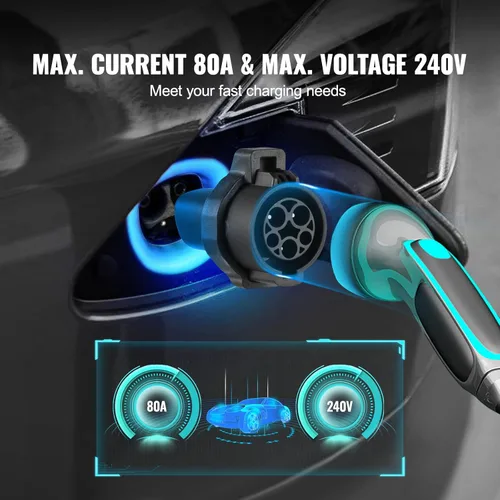 Miniatura 3 de VEVOR Adaptador de cargador J1772 a Tesla, 80 amperios 240 V CA, SAE J1772 adaptador de carga EV a enchufe Tesla, con bolsa de almacenamiento