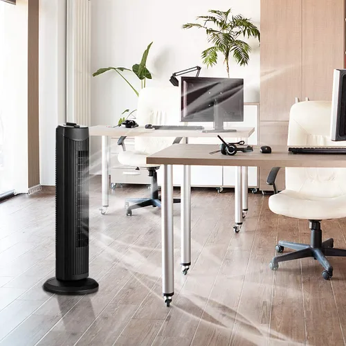 Miniatura 2 de COSTWAY Ventilador de torre, ventilador de torre oscilante de 28 pulgadas, enfriamiento silencioso para toda la habitación, 3 velocidades, 3 modos