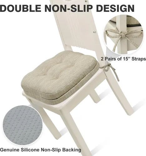 Miniatura 5 de Shinnwa Juego de 2 cojines para silla de comedor, cojines para silla de cocina de espuma viscoelástica de doble capa, almohadillas de asiento