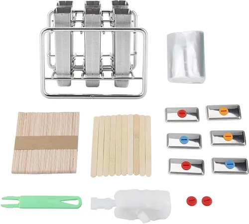 Juego de 6, reutilizables de acero inoxidable para helados industriales para el hogar, cocina, bricolaje, herramienta para hacer hielo con bandeja
