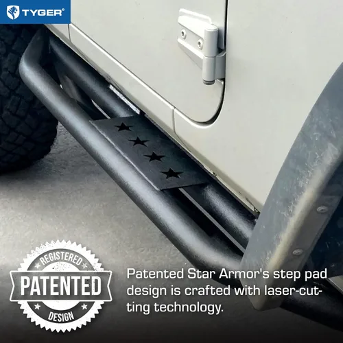 Miniatura 3 de TYGER kit de blindaje con estrellas para Jeep Wrangler JK 2 puertas 2007-2017 Negro texturado Estribo lateral Barras para laterales
