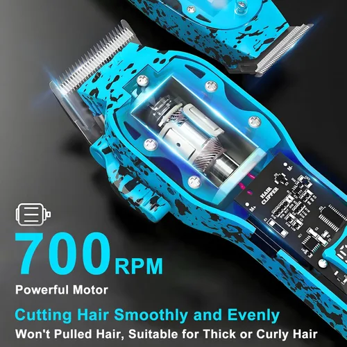 Miniatura 5 de WAIKIL Kit de recortadora de cabello para hombres, juego de peluquería profesional para recortar barba y cabello, carga silenciosa y duradera