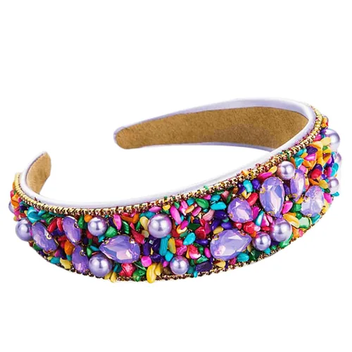 Miniatura 22 de Diademas turquesa para mujeres y niñas, banda ancha antideslizante para la cabeza, bandas para la cabeza con nudo superior, diadema de perlas de Azul