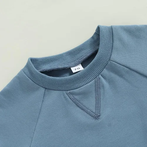 Miniatura 38 de Conjunto de traje de verano para bebé niño pequeño, manga corta, cuello redondo, letras impresas, lindo traje de verano, conjunto de 2 piezas