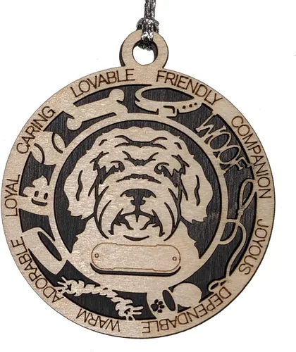 Miniatura 69 de Adorno de Navidad personalizado de madera para perro de 3 pulgadas, nombre y texto personalizables, hecho a mano en Estados Unidos, diseño de corte