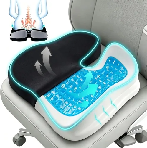 Cojines de Gel para Asiento de Sillas de Oficina, Cojín para Silla de Ruedas para Sentarse Largo, Dolor de Espalda, Cojín de Espuma Viscoelástica