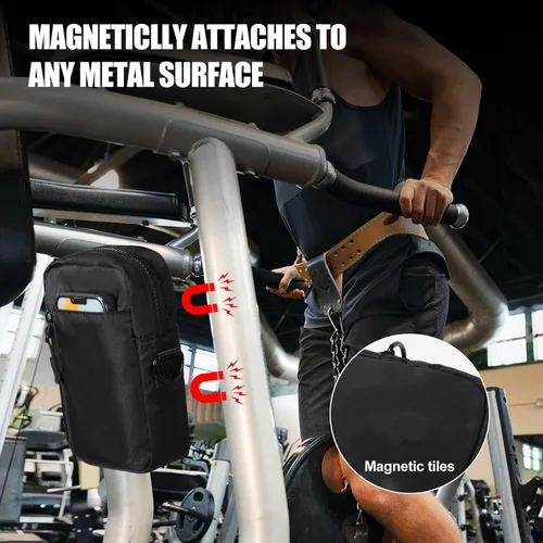Miniatura 2 de Bolsa magnética para gimnasio, pequeña bolsa de gimnasio para mujeres y hombres, soporte para botella de agua para gimnasio, bolsa de camiseta