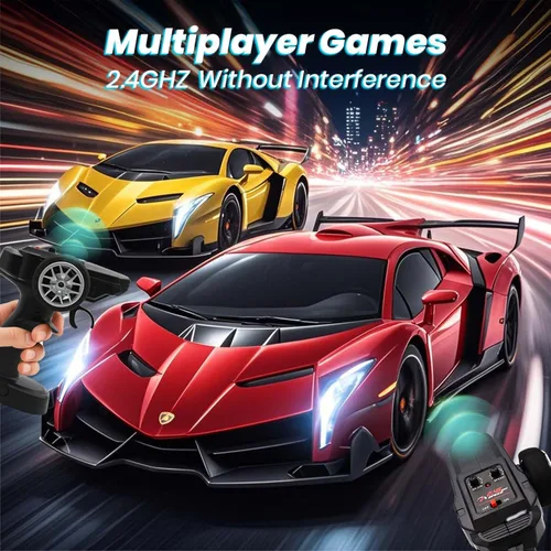 Miniatura 5 de QUN XING Auto a Control Remoto 1:24 con Licencia Oficial Lambo Veneno RC Carro de Drift con Luces LED 2.4GHz 4WD 15KM/H Control de Velocidad Rápida