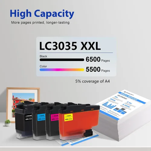 Miniatura 3 de MOLIMER LC3035 BK/C/M/Y - Juego de 4 cartuchos de tinta compatibles con Brother LC3035XXL LC3035BK, LC3035C, LC3035M, LC3035Y Juego de cartuchos