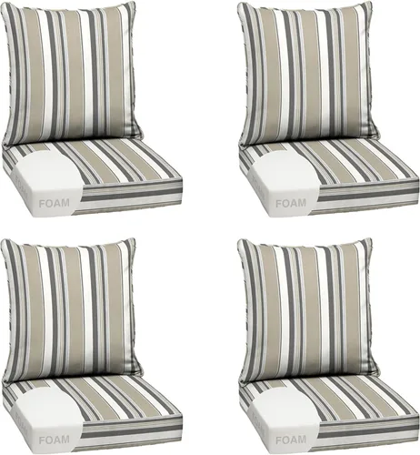 Miniatura 26 de Arden Outdoor Deep Seat Cushion Set, 24 x 24 pulgadas, Cojín para exteriores resistente al clima, a la lluvia y a la decoloración para silla, sofá