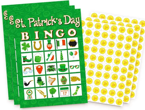 Miniatura 2 de Moon Boat 32Players - Juego de bingo del día de San Patricio para adultos, actividades de fiesta de trébol