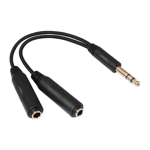 Miniatura 10 de Conector estéreo TRS macho chapado en oro de 0.250 in 1/4 pulgadas a 2 RCA Phono macho Audio Y Splitter Cable, conector de cable (4.9 ft)