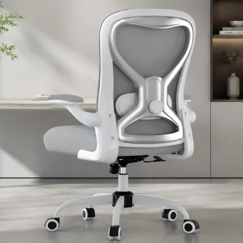 Silla de escritorio de oficina con soporte lumbar ergonómico, cojín de asiento extra grueso, brazos abatibles, respaldo de malla transpirable, silla