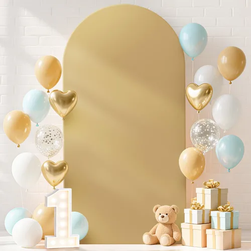 Miniatura 23 de FUHSY Cubierta de Soporte de Arco de 7.2 Pies Color Beige Ajustada Cubierta de Telón de Fondo de Arco de Boda Globo Chiara Paneles de Telón de Fondo