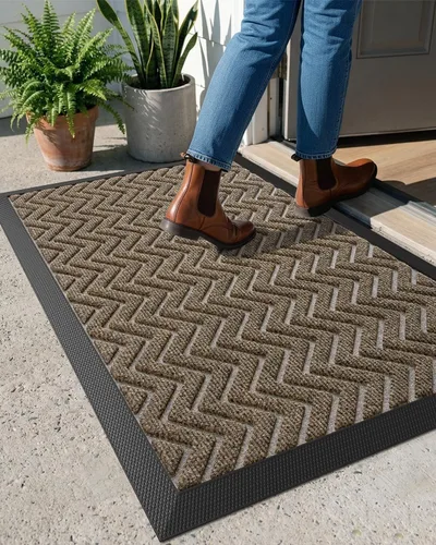 Miniatura 9 de DEXI Tapete para puerta delantera, entrada exterior, 17 x 29 pulgadas, tapete de entrada de goma de servicio pesado, tapetes de bienvenida