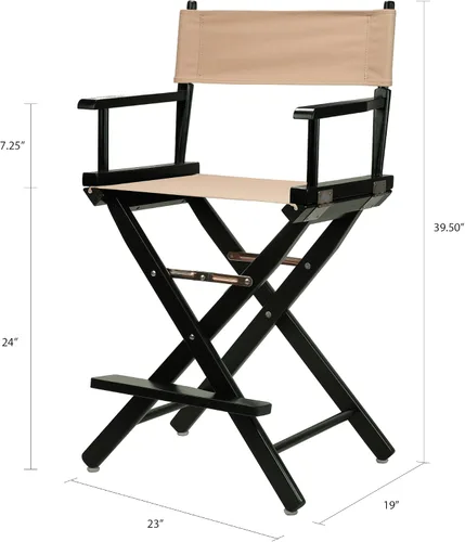Miniatura 3 de Casual Home - Silla de director de 24.0 in, marco negro, con lona bronceada, altura de mostrador