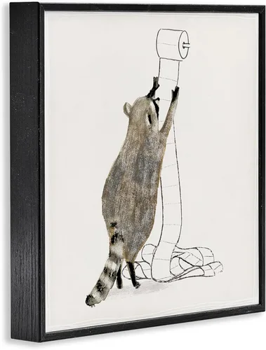 Miniatura 3 de Stupell Industries Papel higiénico de mapache acaparador de animales del bosque, diseño de Victoria Barnes, arte de pared enmarcado negro, 12 x 12