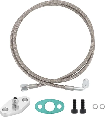 Miniatura 10 de 4AN Fitting T3 T3/T4 T04 Turbo Kit de adaptador de junta de entrada de alimentación de aceite Turbo