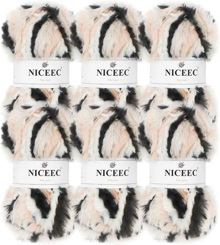 Miniatura 111 de NICEEC Hilo de Pelo Sintético Super Suave, Grueso y Esponjoso, Hilo de Pestañas para Crochet y Tejido (Longitud Total 192m/9.1kg) - Otoño/300g