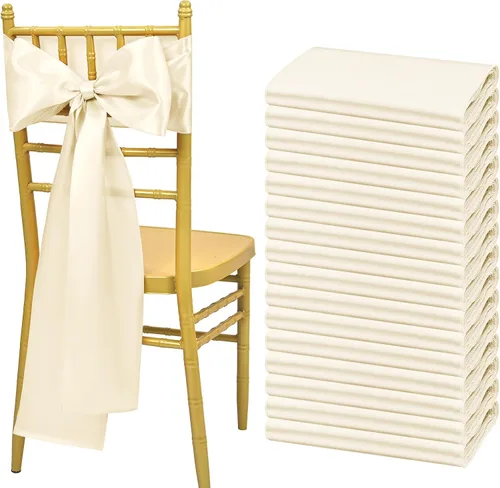 Miniatura 27 de Showgeous 60 cintas decorativas de satén negro para silla, lazos para decoración de banquetes, fiestas, baby shower, eventos (7 x 108 pulgadas)