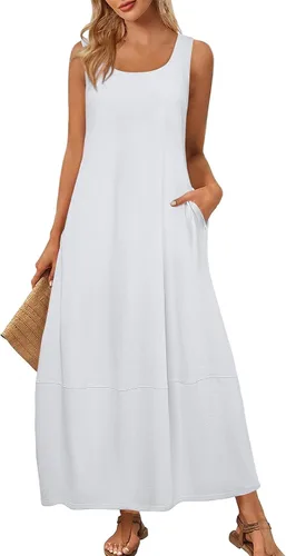 Miniatura 35 de Vestidos de iglesia para mujer 2025, casual, holgado, sin mangas, largo, fluido, vestido de verano con bolsillos