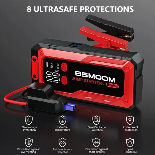 Miniatura 3 de Arrancador portátil de batería de automóvil, batería de pico de 7000 A (para 10.0 L de gas o hasta 9.0 L de diésel), paquete de energía portátil
