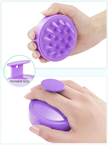 Miniatura 66 de HEETA Masajeador de cuero cabelludo para el crecimiento del cabello, cepillo de champú exfoliante de cuero cabelludo de silicona suave para Rojo