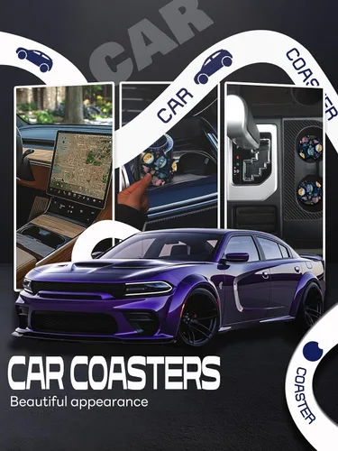 Miniatura 4 de WOCOCN Posavasos para automóvil, portavasos para automóvil, 2.75 pulgadas, antideslizantes y absorbentes, bonitos accesorios interiores para Negro