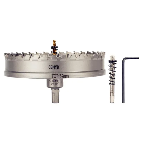 Miniatura 59 de 10 piezas (16-54 mm) Kit de sierra perforadora de carburo TCT para metales duros. Incluye 2 brocas de titanio, 1 broca piloto escalonada y 2 llaves