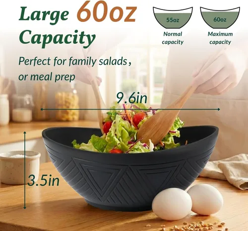 Miniatura 2 de Homienly Tazones para servir de 9.6 pulgadas, platos grandes para servir para fiestas de boda, 60 onzas para ensalada, guarniciones, pasta