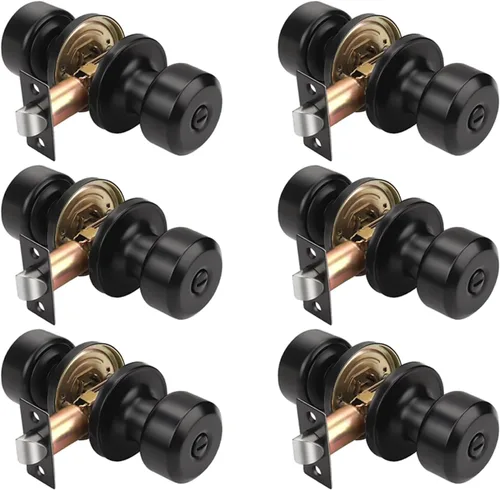 Miniatura 8 de KNOBWELL Paquete de 4 pomos de puerta cuadrados modernos para paso, pomos de puerta interiores, manija de puerta de pasillo y armario, color negro