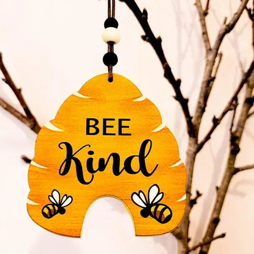 Miniatura 3 de 10 adornos de colmena de madera para bandeja de árbol, corona, festival de Navidad, letrero de abeja, manualidades, decoración colgante para el 5
