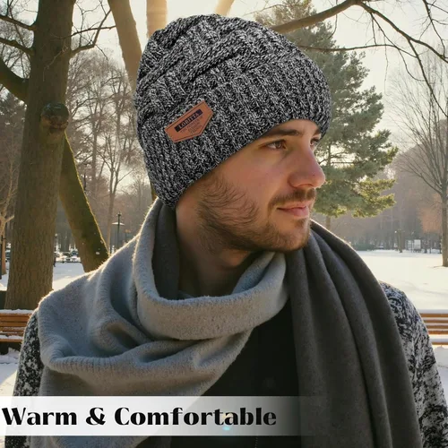 Miniatura 123 de Loritta Gorro de invierno cálido de punto grueso y holgado para hombre