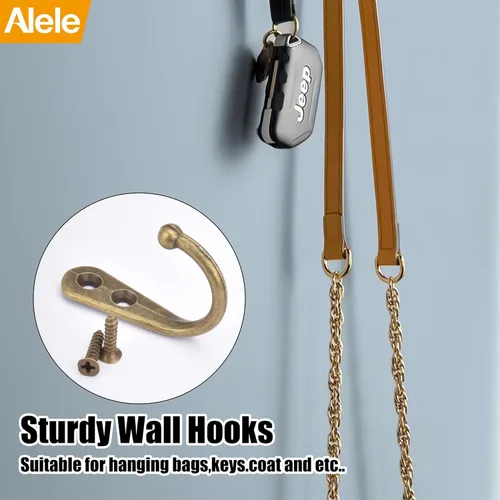 Miniatura 3 de Alele 12 ganchos de pared de latón, colgador de gancho de una sola punta, ganchos para toallas de bata, zinc fundido