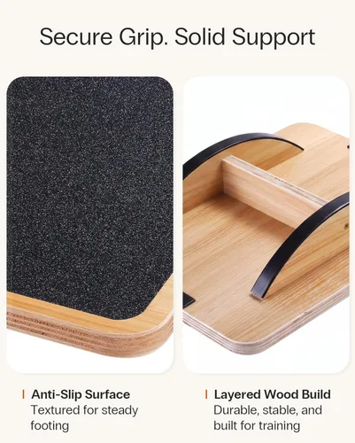 Miniatura 3 de StrongTek Tabla de Equilibrio de Madera Profesional, Tabla Basculante, Accesorio de Escritorio de Pie de Madera, Tabla de Equilibrio para Debajo