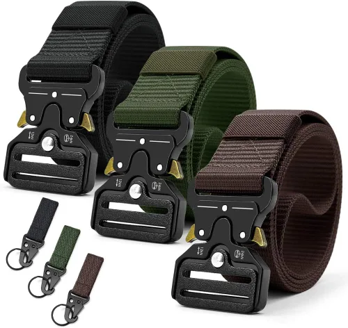 Miniatura 8 de DOOPAI Cinturón táctico para hombre, tela militar de nailon negro con hebilla de liberación rápida, ideal para el trabajo, senderismo 21-1 Negro