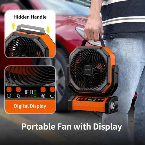 Miniatura 7 de Socool Ventilador de campamento con luz, ventilador de batería recargable de 20000 mAh con control remoto, 112 horas y 8 velocidades, pantalla